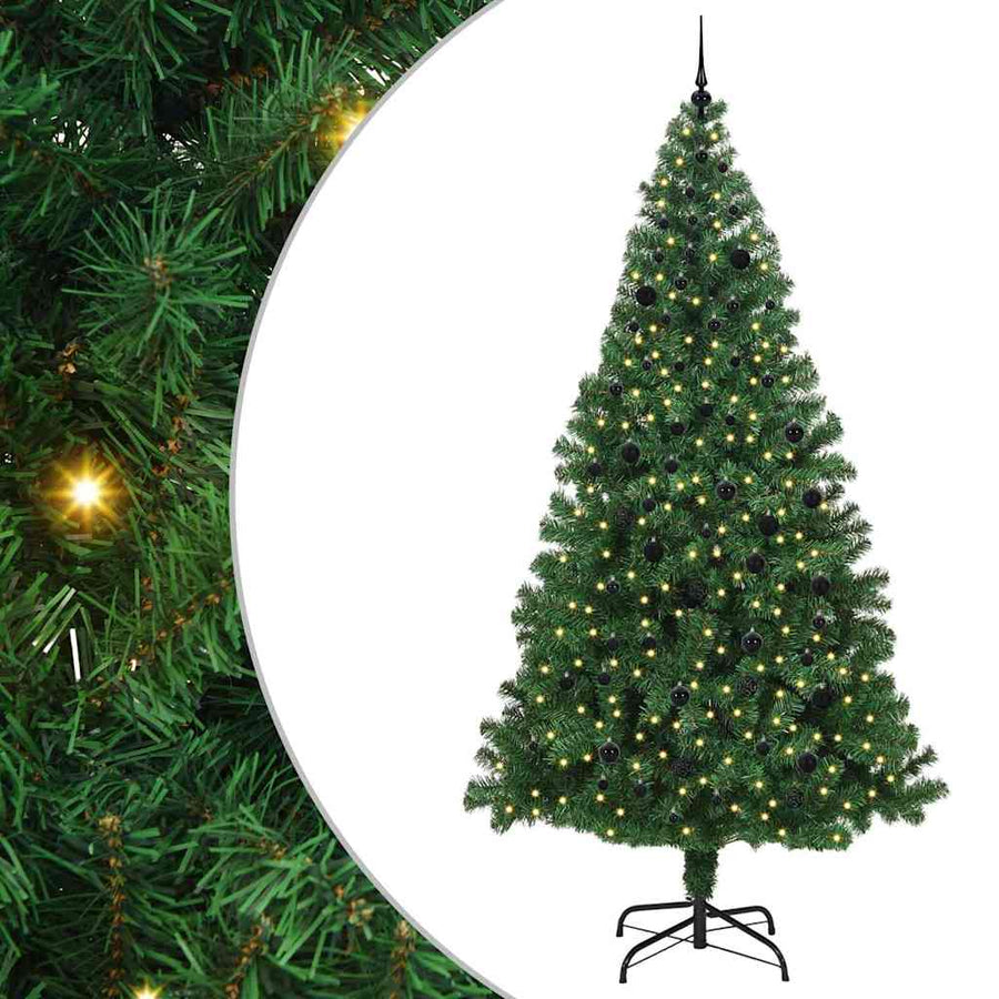 Kunstkerstboom Groen 240 cm PVC en Staal en Kunststof
