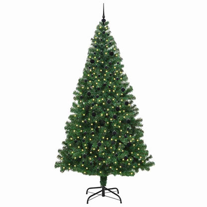 Kunstkerstboom Groen 240 cm PVC en Staal en Kunststof