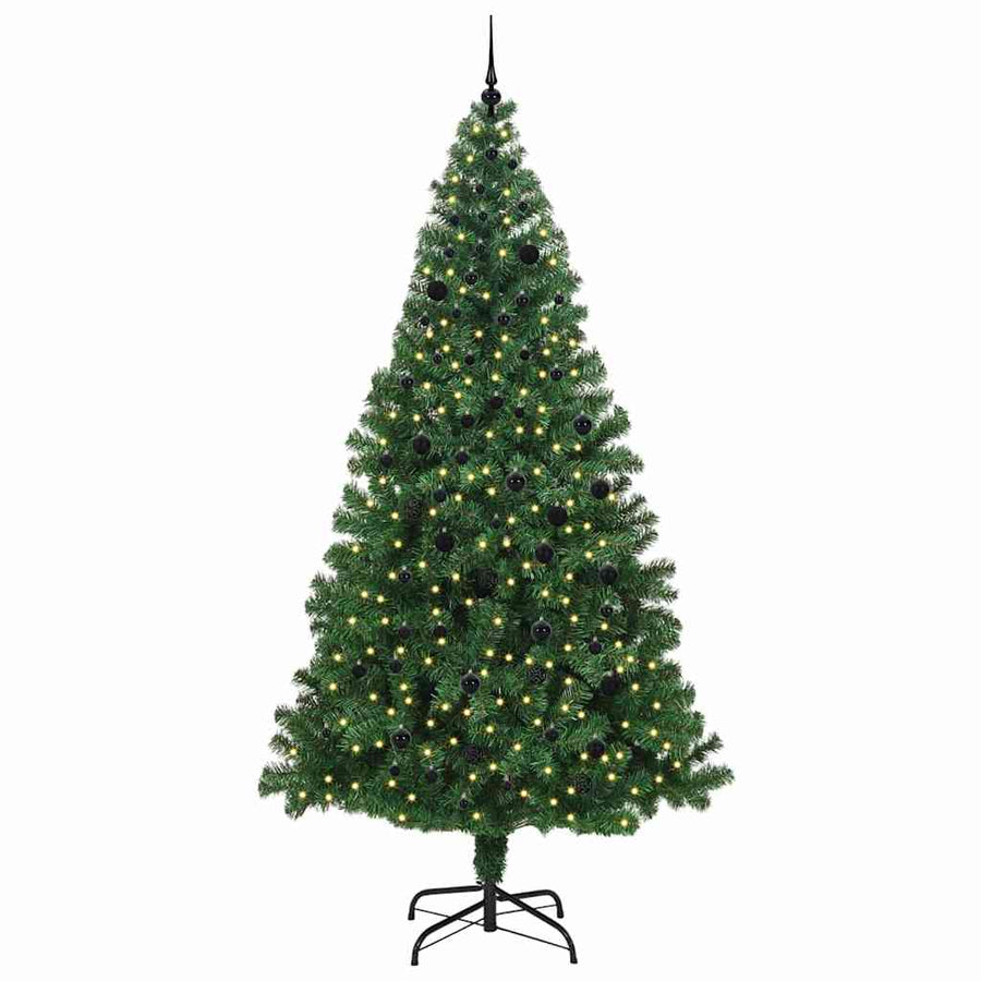 Kunstkerstboom Groen 240 cm PVC en Staal en Kunststof