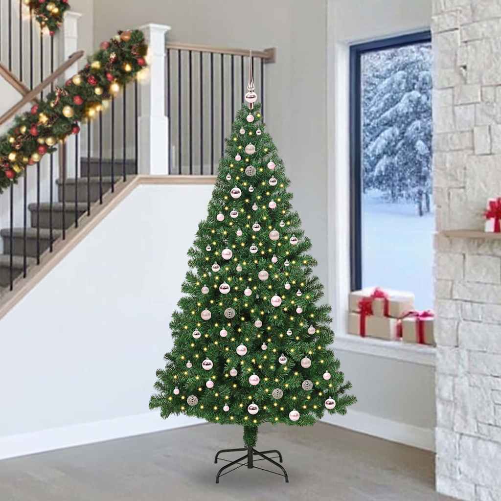Kunstkerstboom Groen 240 cm PVC en Staal en Kunststof