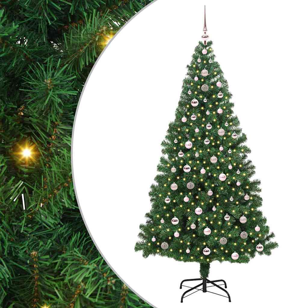 Kunstkerstboom Groen 240 cm PVC en Staal en Kunststof