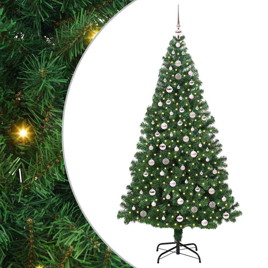 Kunstkerstboom Groen 240 cm PVC en Staal en Kunststof