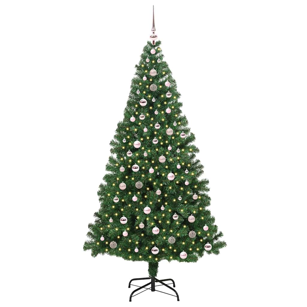 Kunstkerstboom Groen 240 cm PVC en Staal en Kunststof