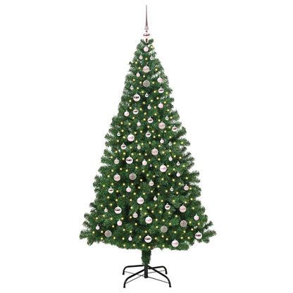 Kunstkerstboom Groen 240 cm PVC en Staal en Kunststof