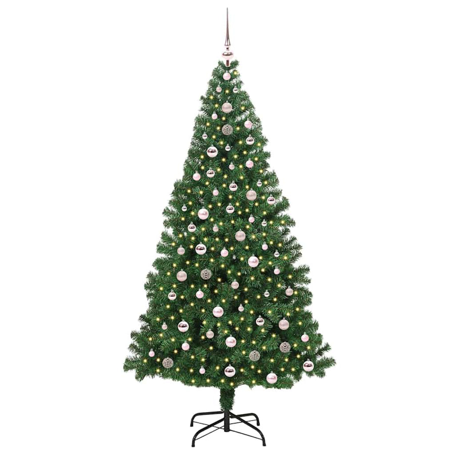 Kunstkerstboom Groen 240 cm PVC en Staal en Kunststof