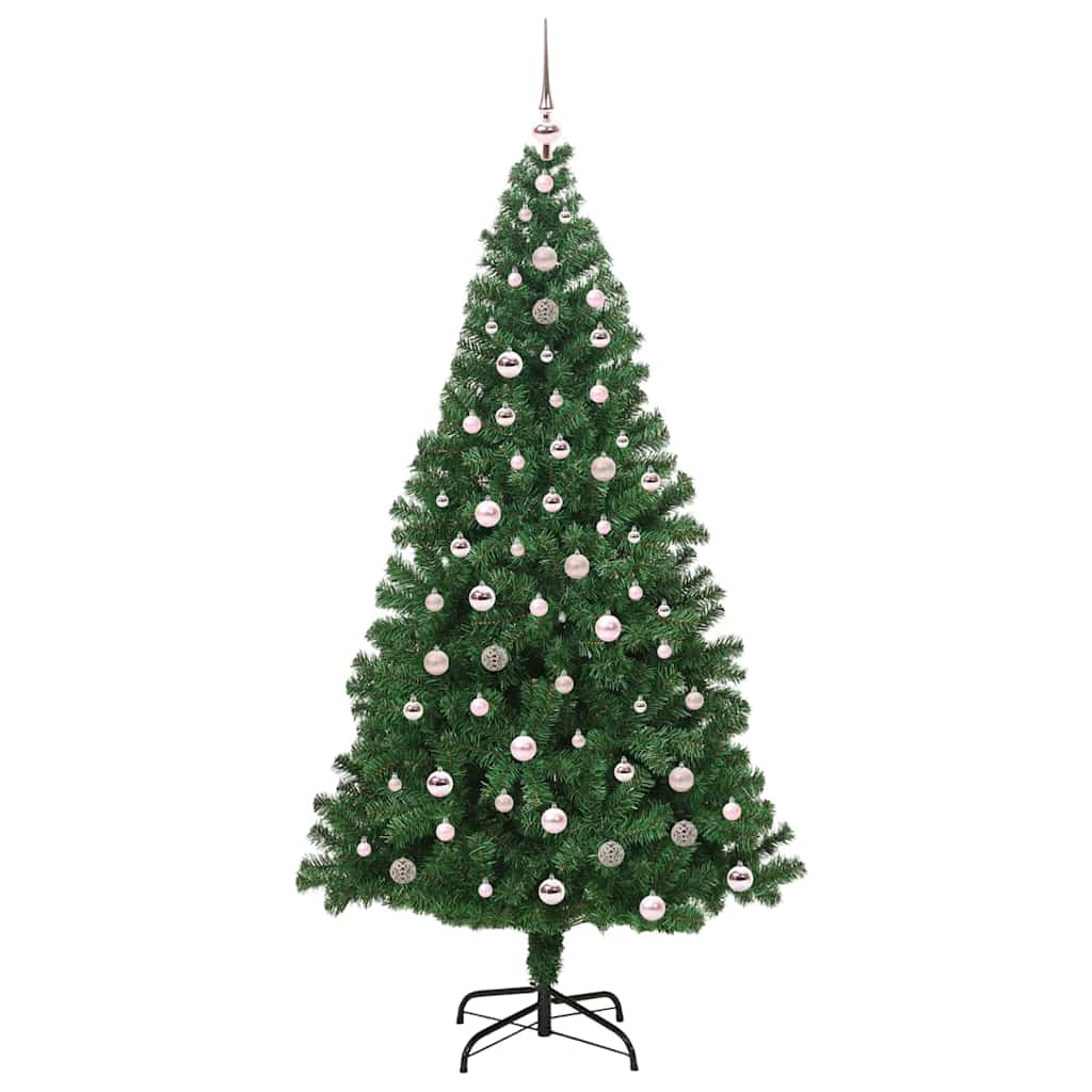 Kunstkerstboom Groen 240 cm PVC en Staal en Kunststof