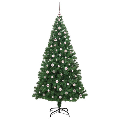 Kunstkerstboom Groen 240 cm PVC en Staal en Kunststof