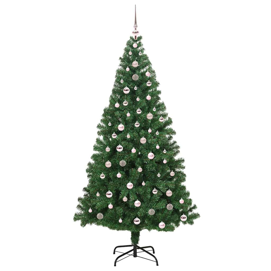 Kunstkerstboom Groen 240 cm PVC en Staal en Kunststof