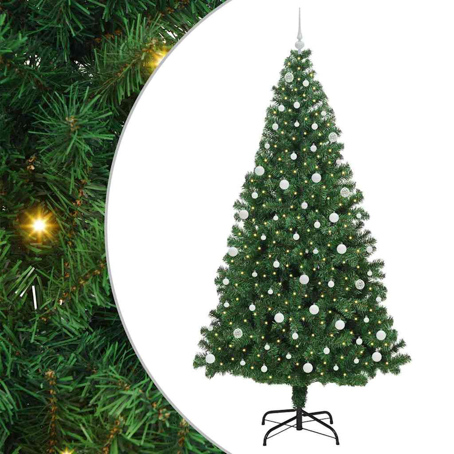 Kunstkerstboom Groen 240 cm PVC en Staal en Kunststof