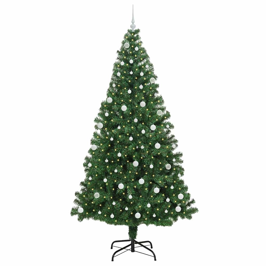 Kunstkerstboom Groen 240 cm PVC en Staal en Kunststof