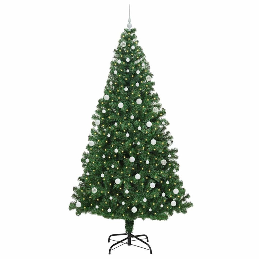 Kunstkerstboom Groen 240 cm PVC en Staal en Kunststof