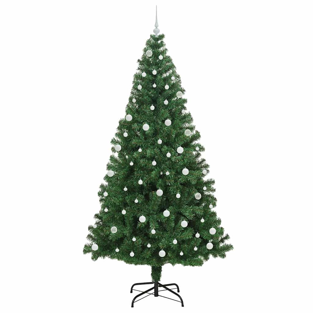 Kunstkerstboom Groen 240 cm PVC en Staal en Kunststof