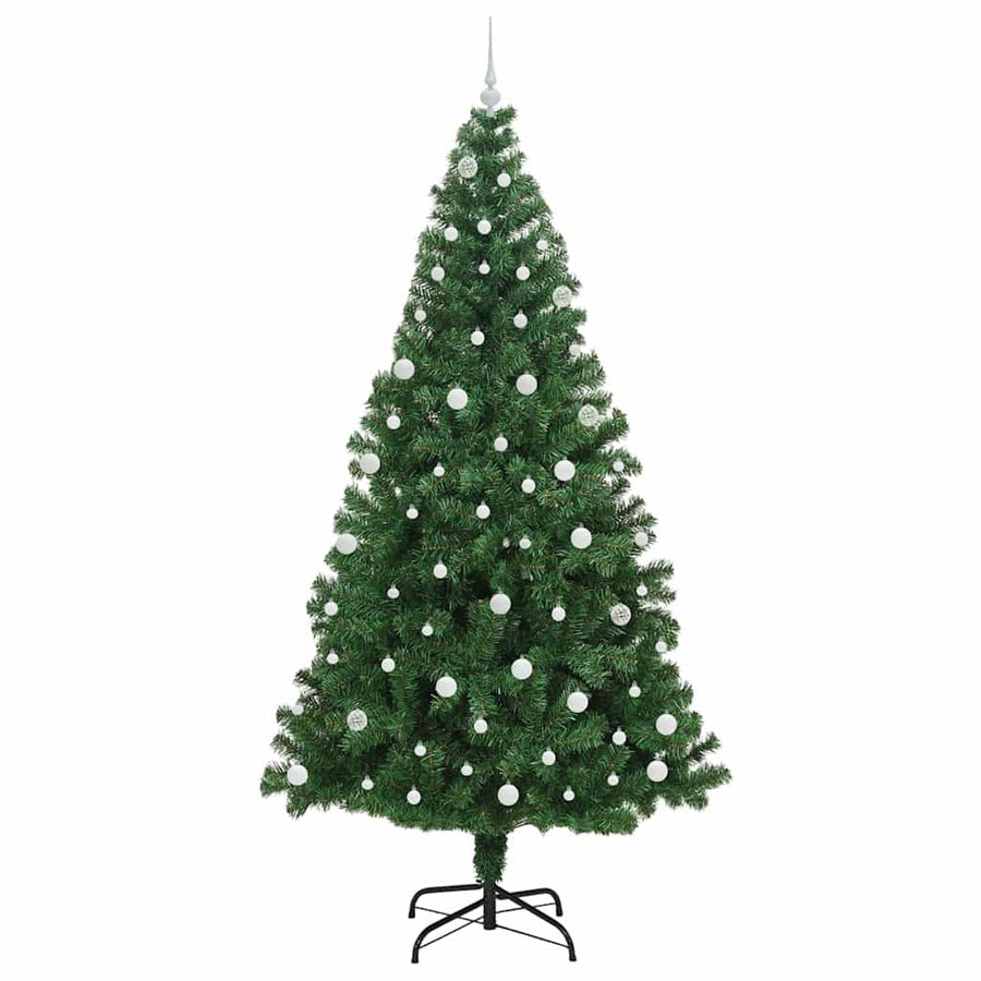 Kunstkerstboom Groen 240 cm PVC en Staal en Kunststof