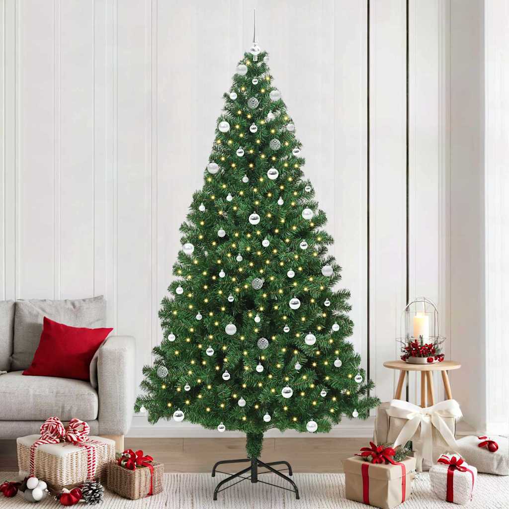 Kunstkerstboom Groen 240 cm PVC en Staal en Kunststof