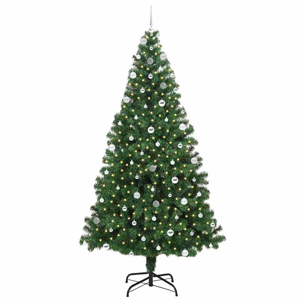 Kunstkerstboom Groen 240 cm PVC en Staal en Kunststof