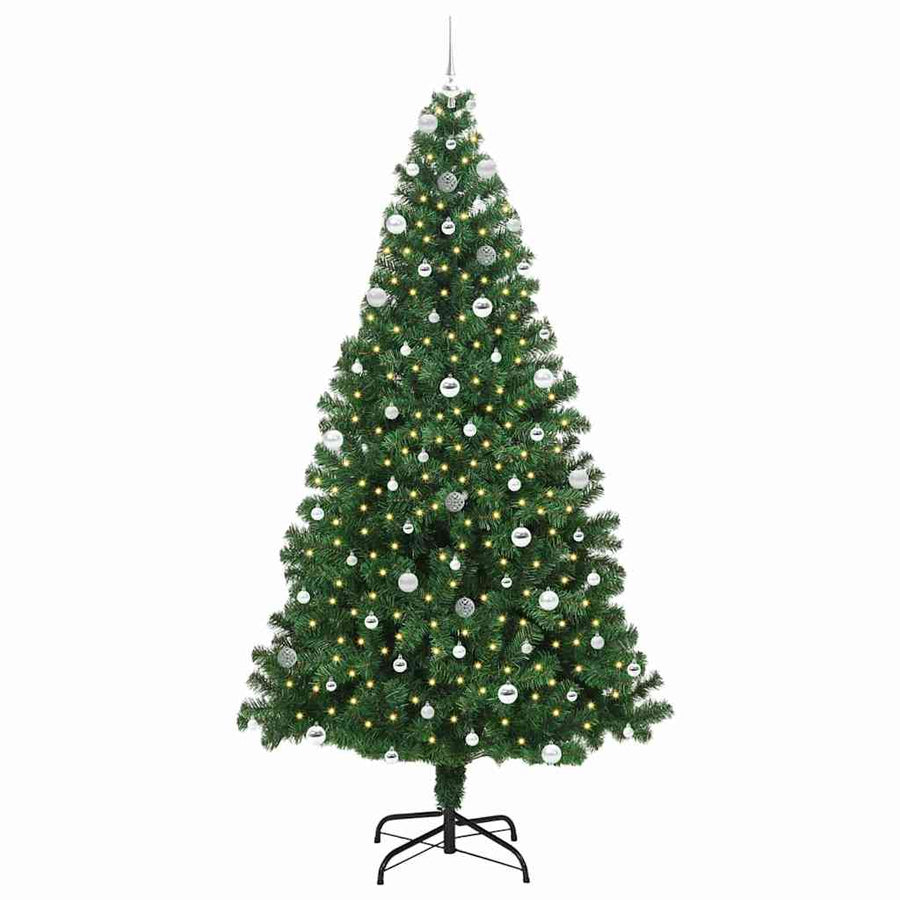 Kunstkerstboom Groen 240 cm PVC en Staal en Kunststof