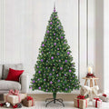 Kunstkerstboom Groen 240 cm PVC en Staal en Kunststof