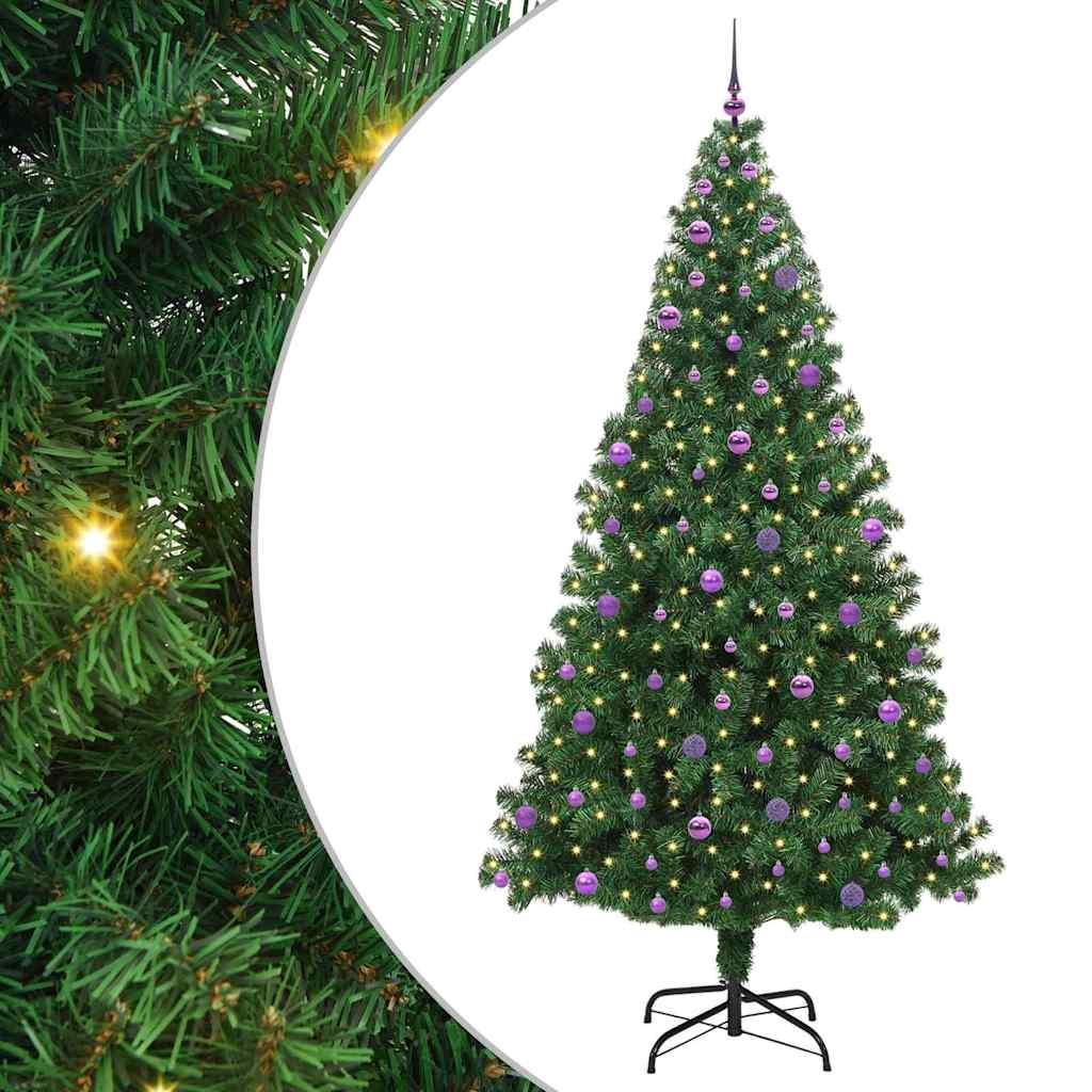 Kunstkerstboom Groen 240 cm PVC en Staal en Kunststof