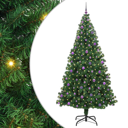 Kunstkerstboom Groen 240 cm PVC en Staal en Kunststof