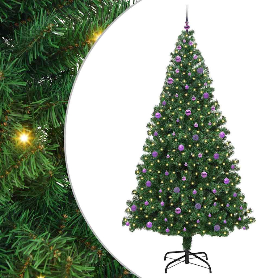 Kunstkerstboom Groen 240 cm PVC en Staal en Kunststof