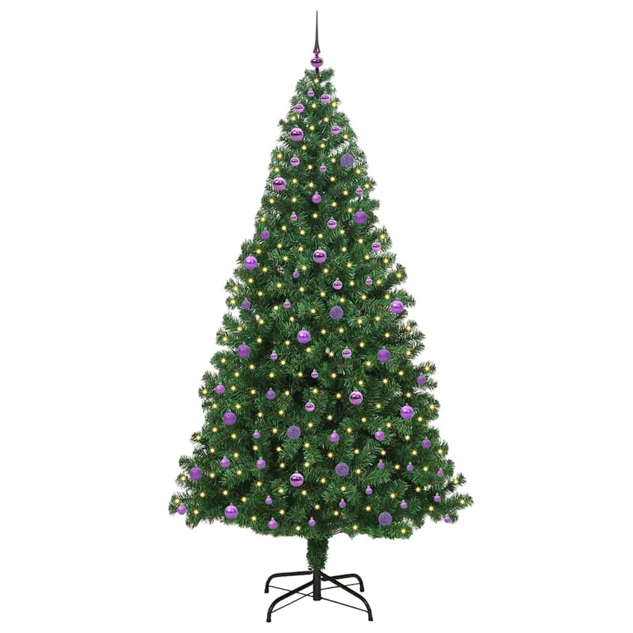 Kunstkerstboom Groen 240 cm PVC en Staal en Kunststof