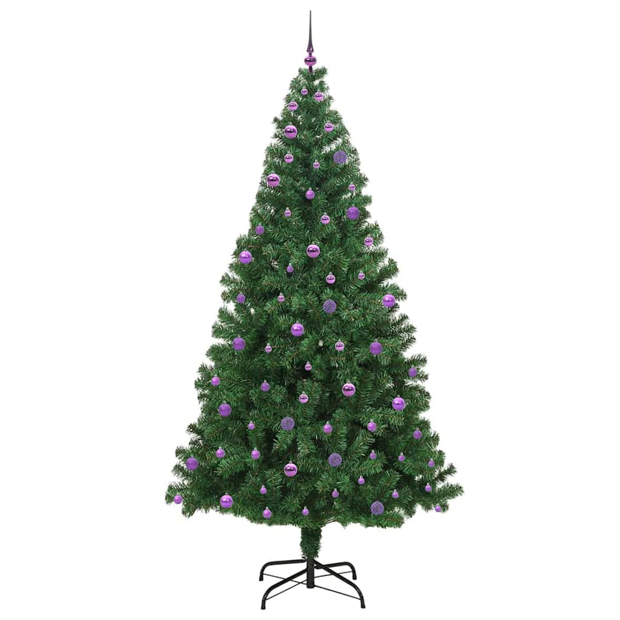 Kunstkerstboom Groen 240 cm PVC en Staal en Kunststof