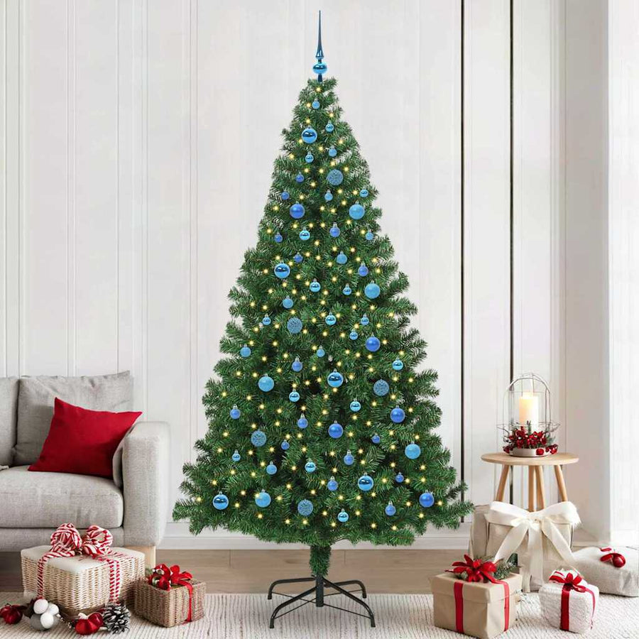 Kunstkerstboom Groen 240 cm PVC en Staal en Kunststof