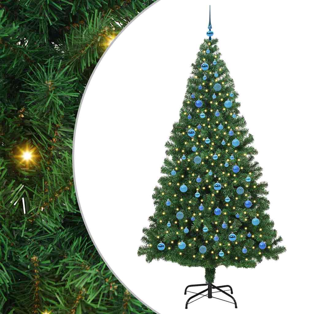 Kunstkerstboom Groen 240 cm PVC en Staal en Kunststof