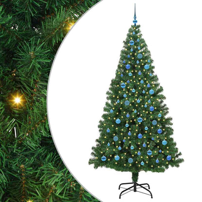 Kunstkerstboom Groen 240 cm PVC en Staal en Kunststof
