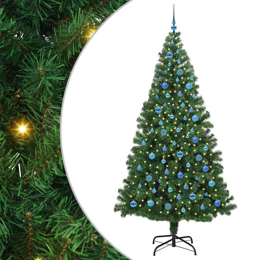 Kunstkerstboom Groen 240 cm PVC en Staal en Kunststof