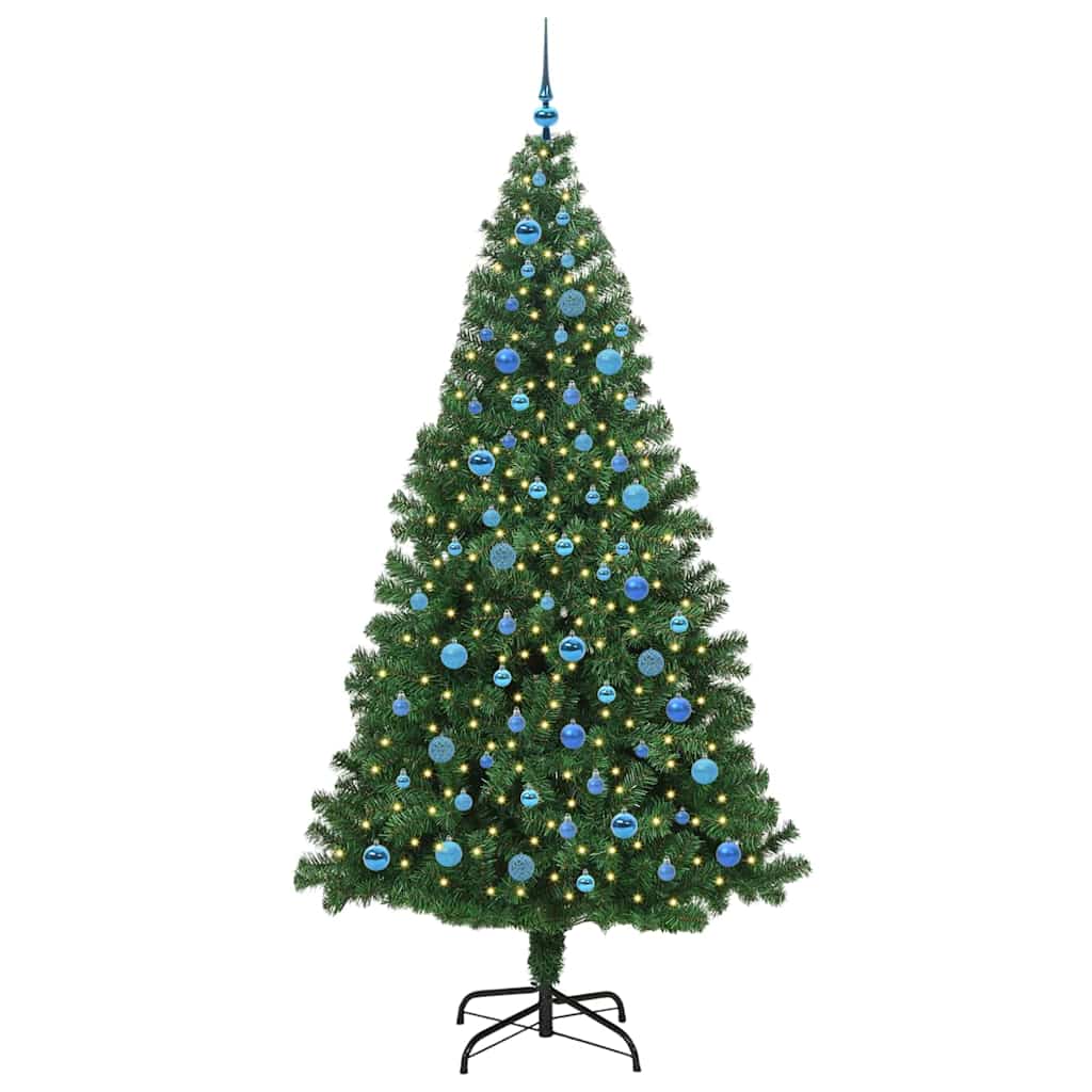 Kunstkerstboom Groen 240 cm PVC en Staal en Kunststof