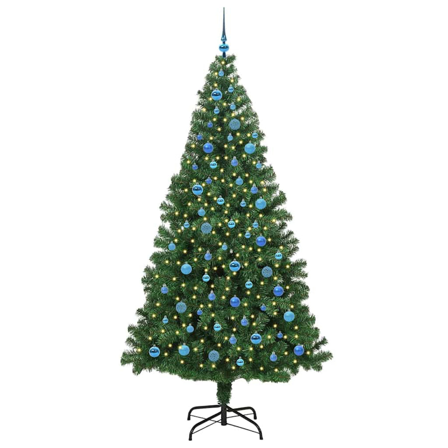 Kunstkerstboom Groen 240 cm PVC en Staal en Kunststof