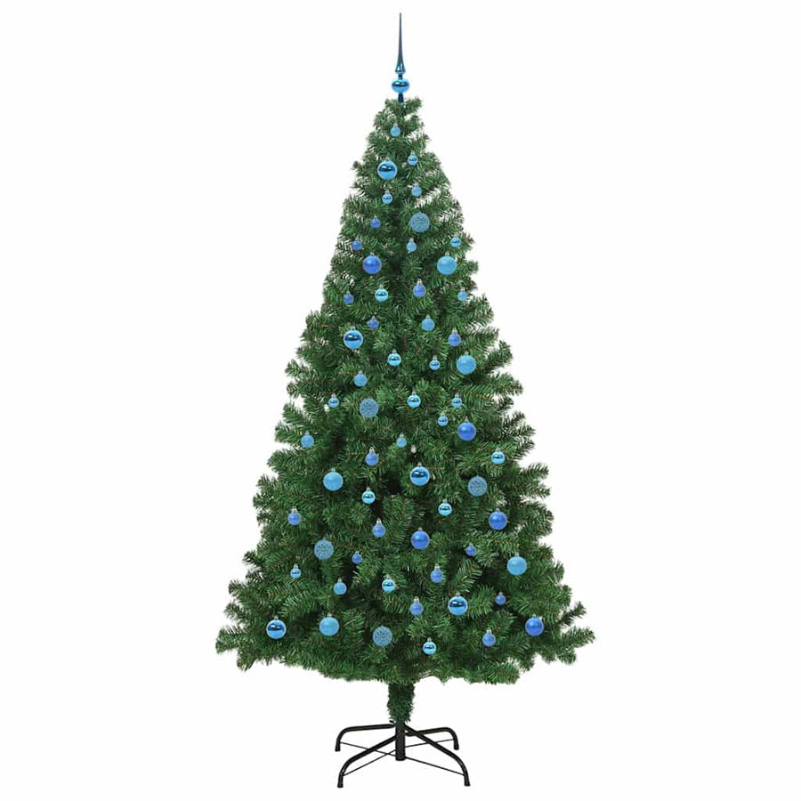 Kunstkerstboom Groen 240 cm PVC en Staal en Kunststof