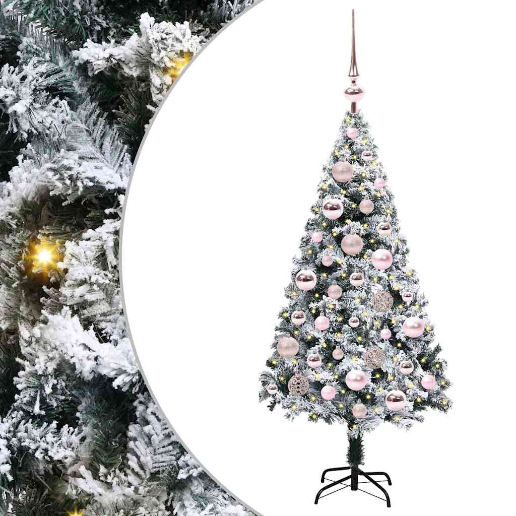 Kunstkerstboom met 150 LED Wit 120 cm PVC en Staal en Kunststof