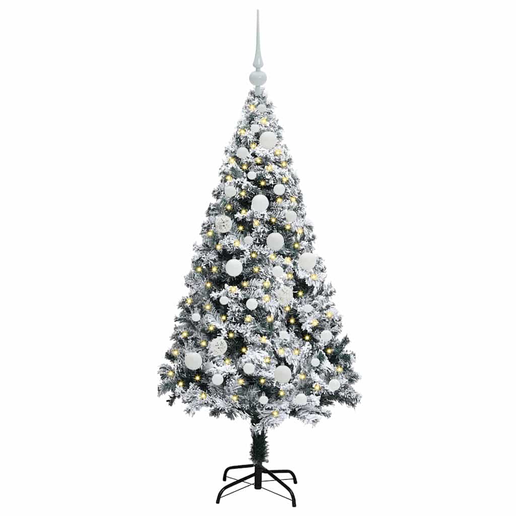 Kunstkerstboom met 150 LED Wit 120 cm PVC en Staal en Kunststof