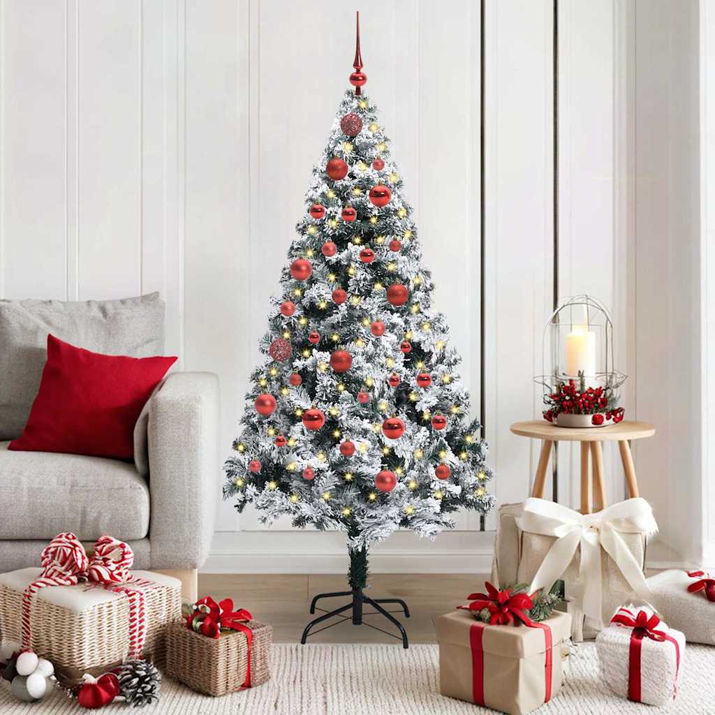 Kunstkerstboom met 150 LED Wit 150 cm PVC en Staal en Kunststof