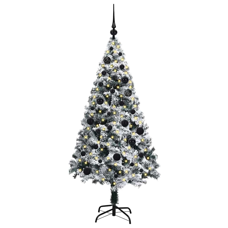 Kunstkerstboom met 150 LED Wit 150 cm PVC en Staal en Kunststof