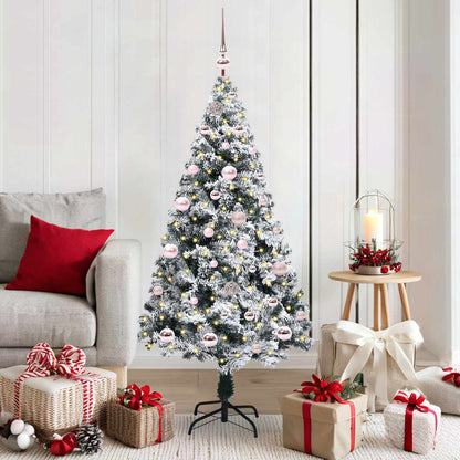 Kunstkerstboom met 150 LED Wit 150 cm PVC en Staal en Kunststof