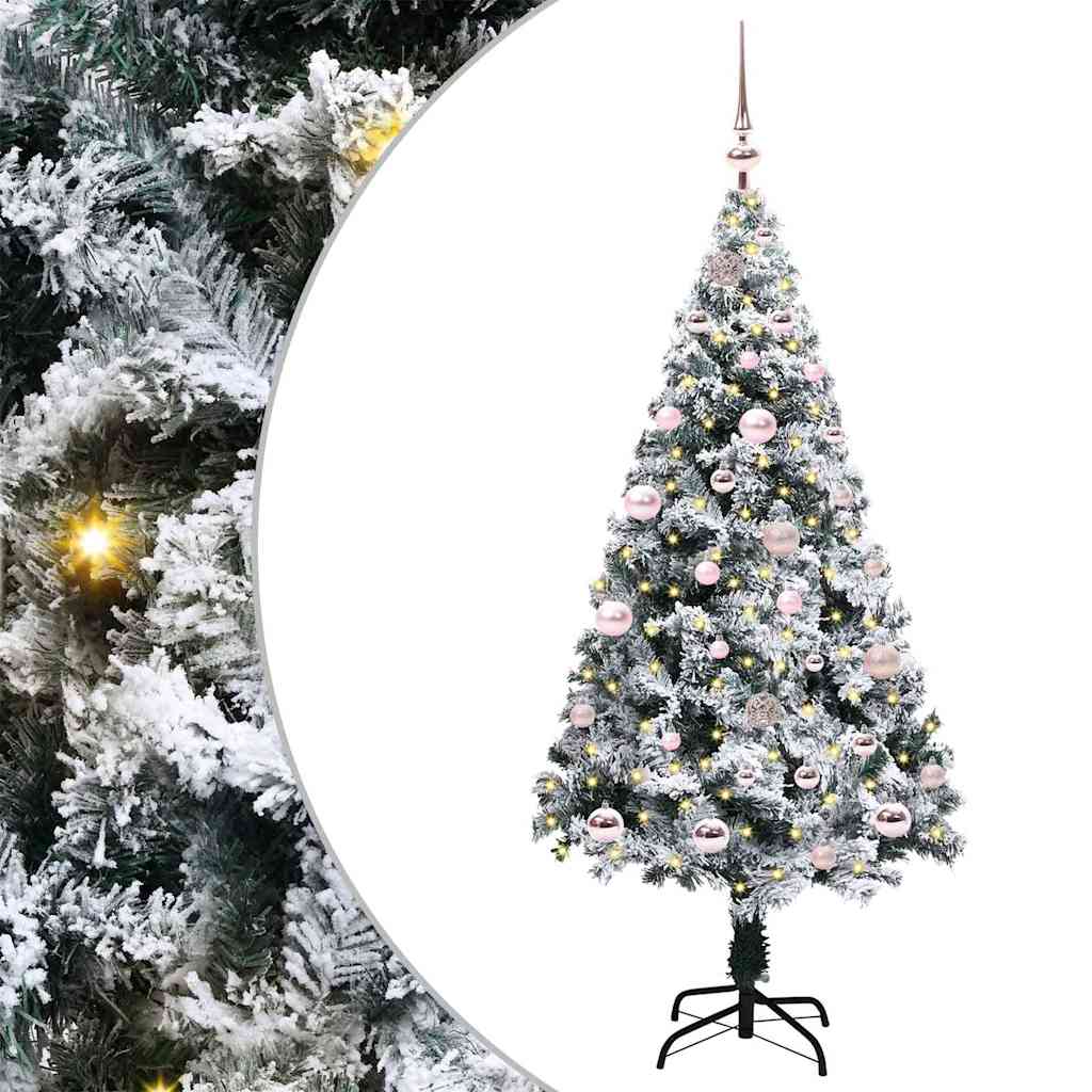Kunstkerstboom met 150 LED Wit 150 cm PVC en Staal en Kunststof