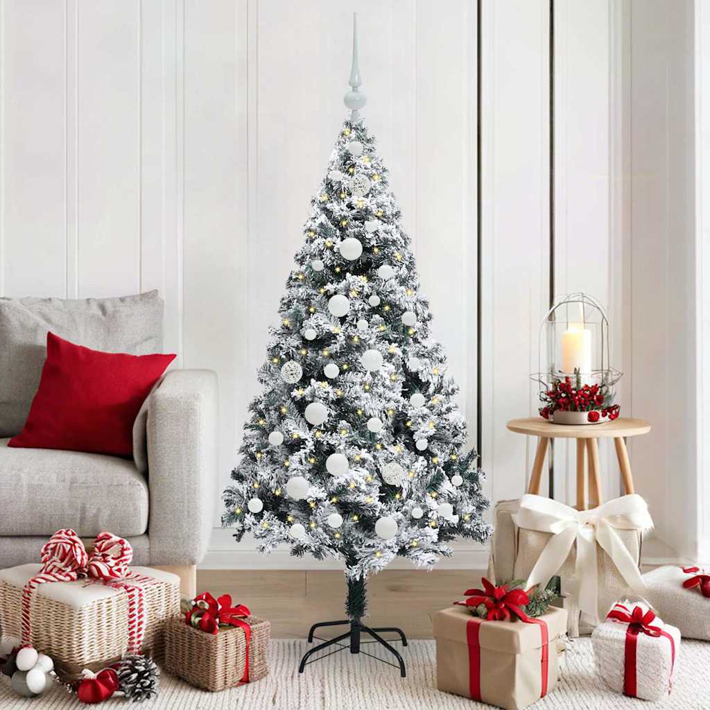 Kunstkerstboom met 150 LED Wit 150 cm PVC en Staal en Kunststof