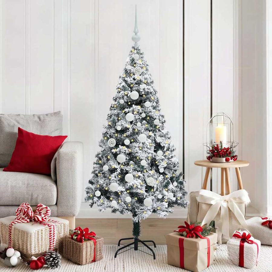 Kunstkerstboom met 150 LED Wit 150 cm PVC en Staal en Kunststof