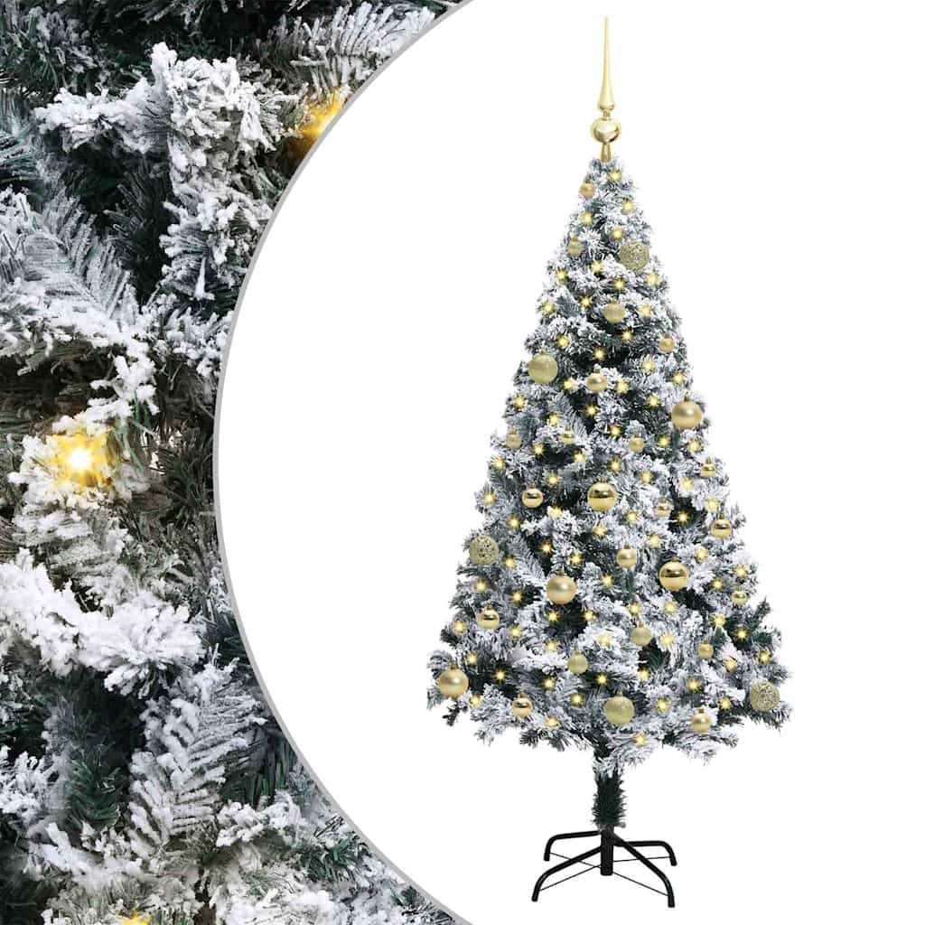 Kunstkerstboom met 150 LED Wit 150 cm PVC en Staal en Kunststof