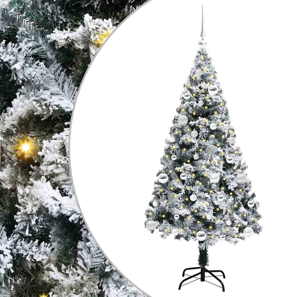 Kunstkerstboom met 150 LED Wit 150 cm PVC en Staal en Kunststof