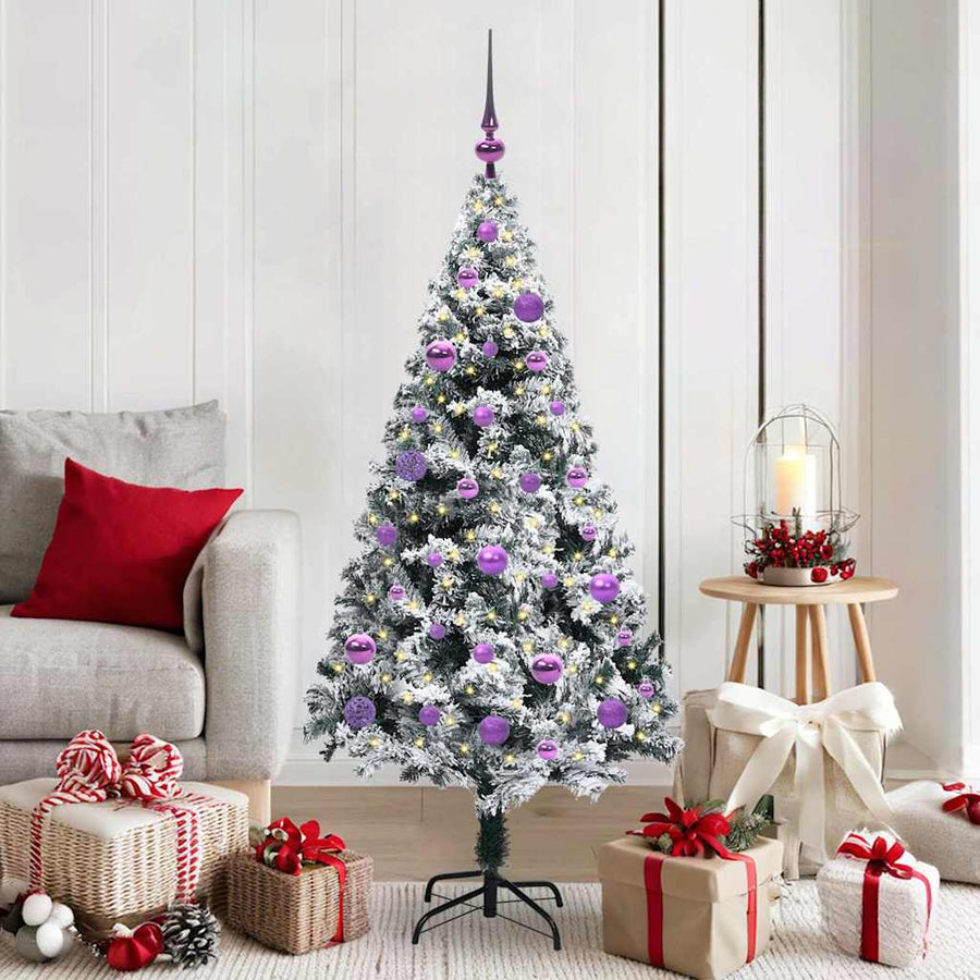 Kunstkerstboom met 150 LED Wit 150 cm PVC en Staal en Kunststof