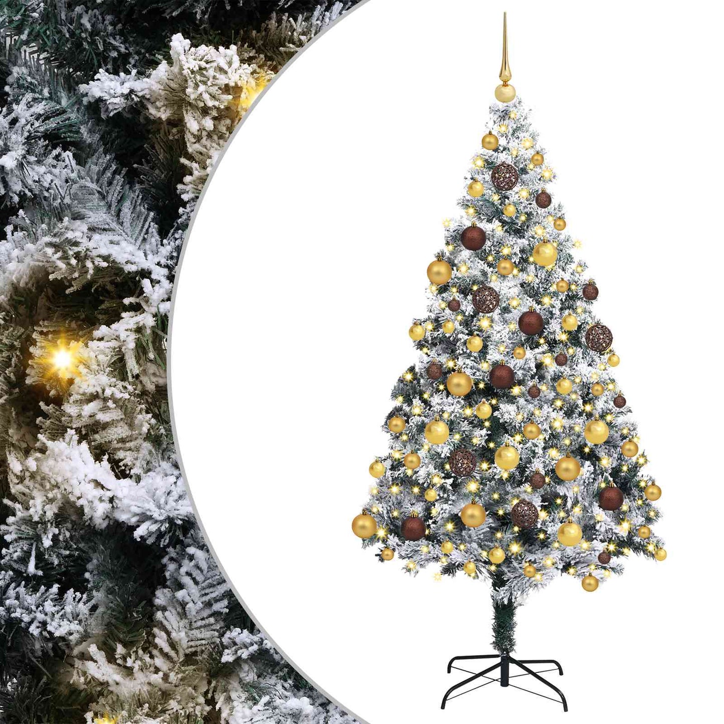 Kunstkerstboom met 300 LED Wit 180 cm PVC en Staal en Kunststof