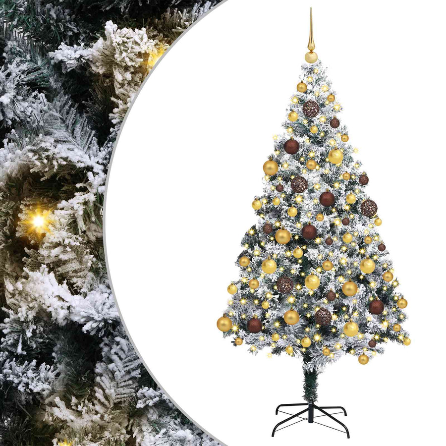 Kunstkerstboom met 300 LED Wit 180 cm PVC en Staal en Kunststof