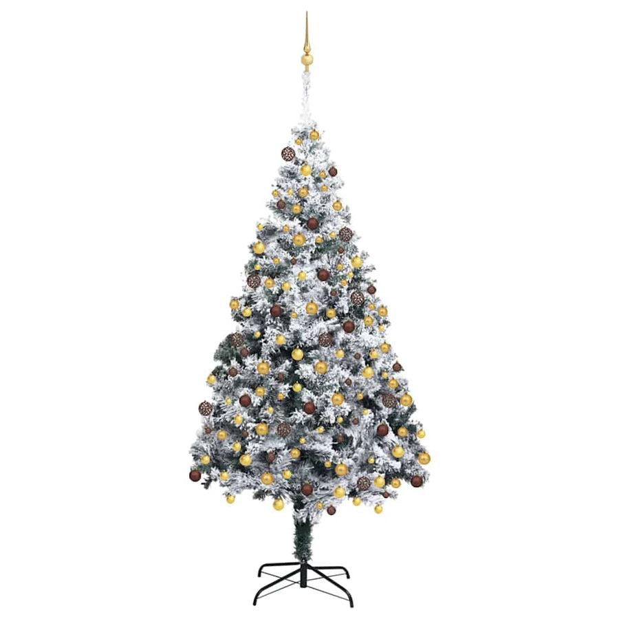 Kunstkerstboom met 300 LED Wit 180 cm PVC en Staal en Kunststof