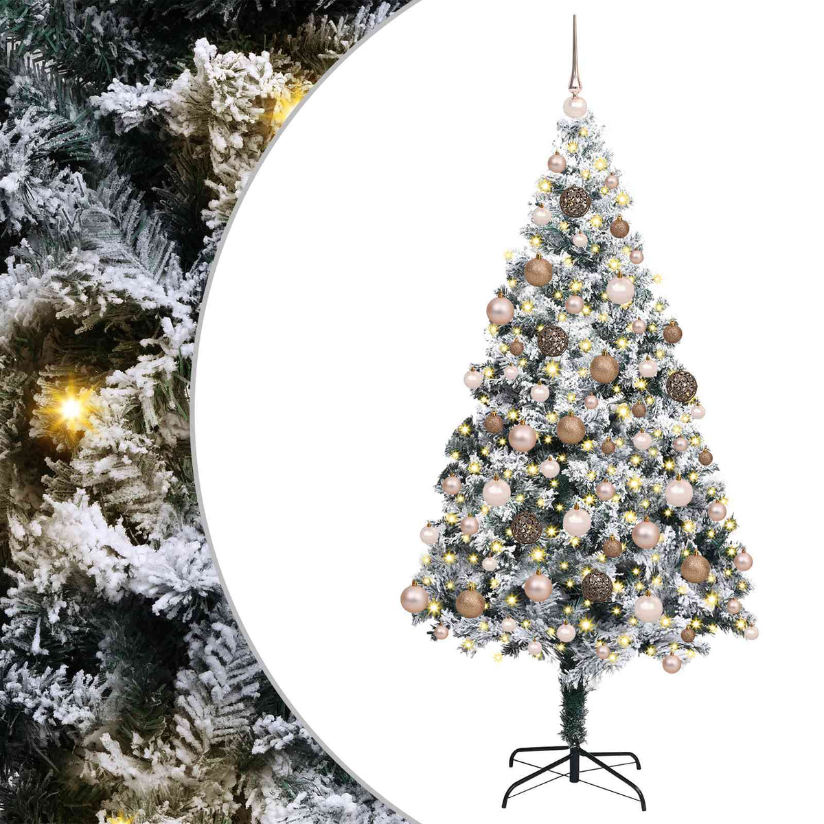 Kunstkerstboom met 300 LED Wit 180 cm PVC en Staal en Kunststof