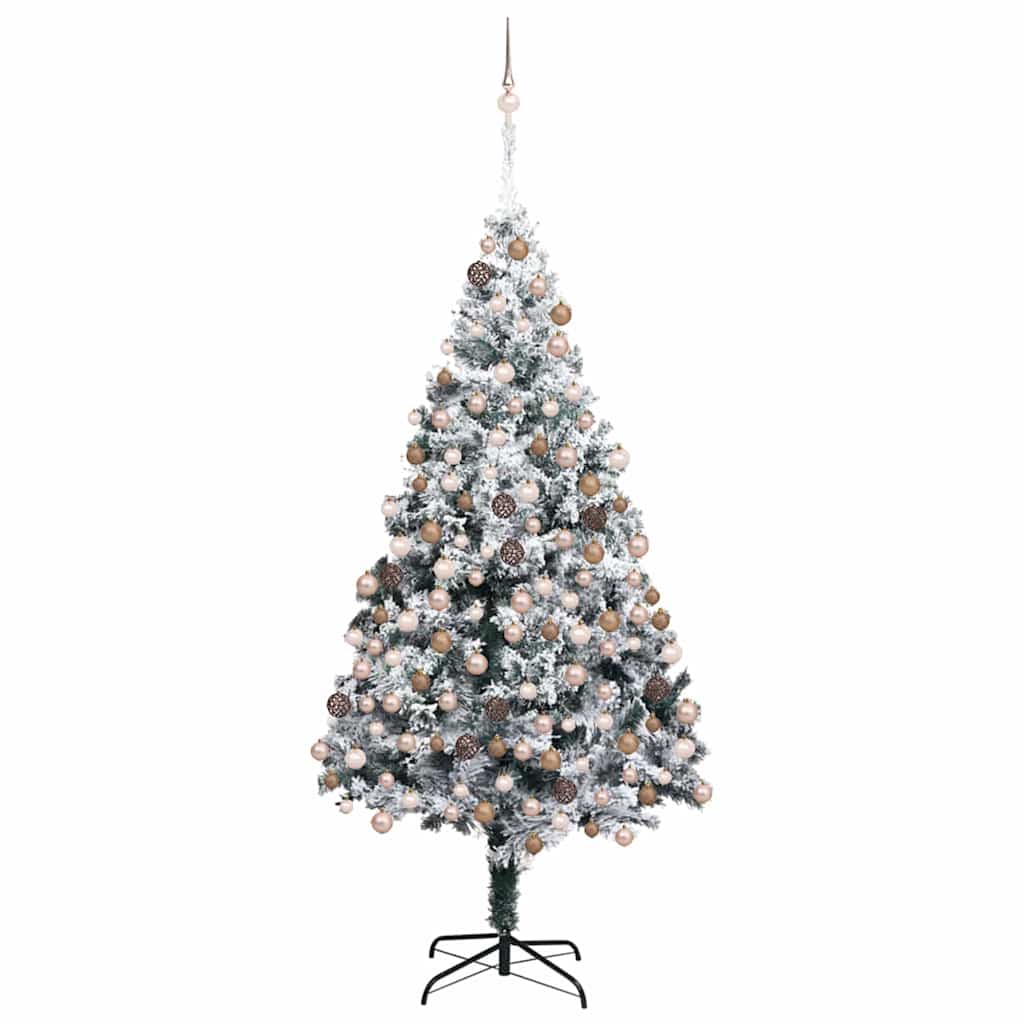 Kunstkerstboom met 300 LED Wit 180 cm PVC en Staal en Kunststof