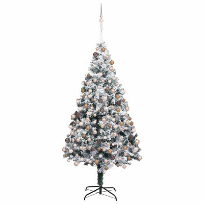 Kunstkerstboom met 300 LED Wit 180 cm PVC en Staal en Kunststof